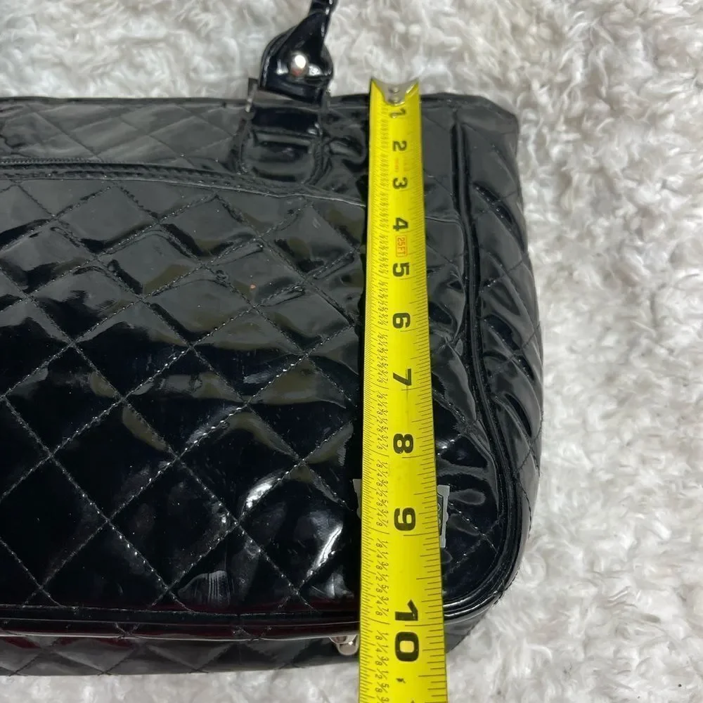 Caboodles Black Faux leather Patent Quilted Makeup Shoulder Bag.